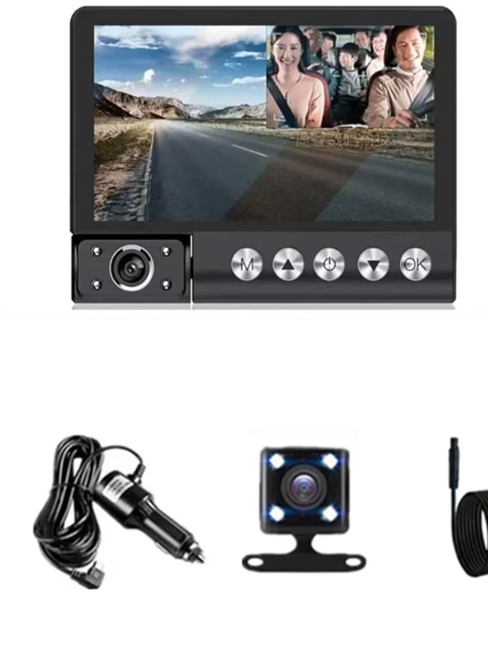 Car DVR 1080P Dash Cam Front Inside Rear Cameras Drive Video Recorder
